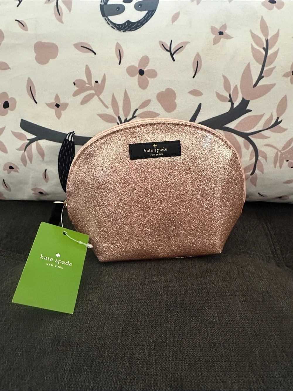 kate spade Rose Gold Glitter Dome Cosmetic Pouch